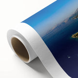 Art deco poster of a European Croatian landscape in pastel shades on rolled canvas, ideal for nursery wall art.