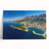 Black and white photograph of a Croatian landscape on large stretched canvas, suitable for kitchen wall art.