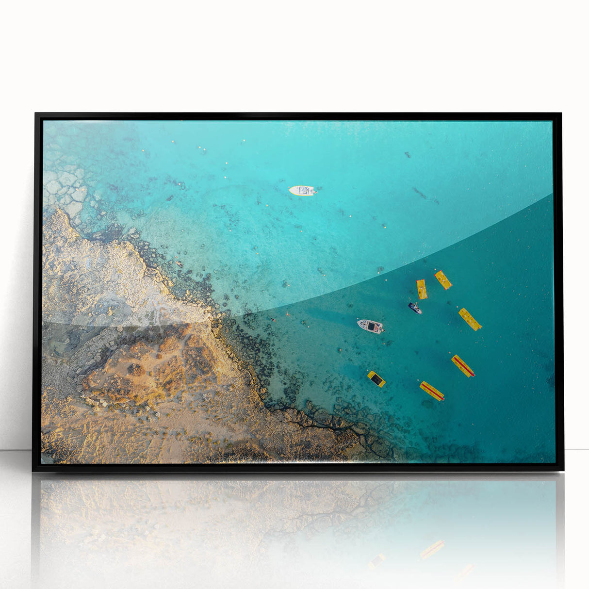 Large abstract wall art depicting a European Cyprus scenery in muted earth tones on a framed acrylic.