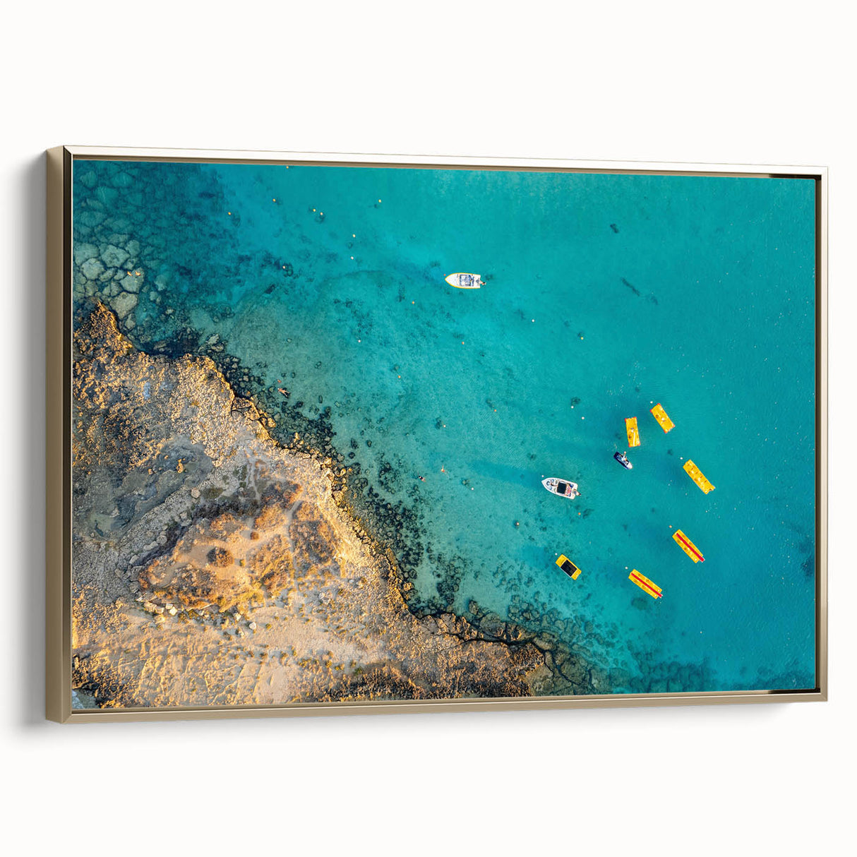 Framed canvas featuring a vintage-style landscape painting of Cyprus, with muted earth tones, ideal for bedroom wall art.
