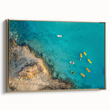 Framed canvas featuring a vintage-style landscape painting of Cyprus, with muted earth tones, ideal for bedroom wall art.