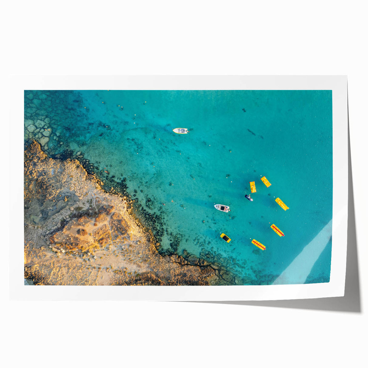 Extra large rolled print of a Cyprus landscape with vibrant green and blue tones, suitable for art wall dining room.