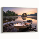 Landscape art painting of Cumbria, featuring muted green and blue tones on a framed canvas, suitable for living room decor.