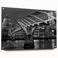 Acrylic print of a large abstract depiction of the London skyline in muted gray and blue tones.