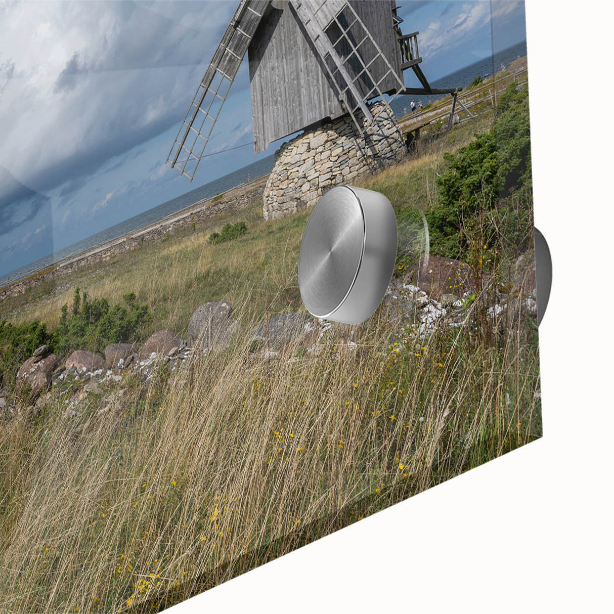 Large abstract wall art depicting a European Estonian scenery in muted earth tones on acrylic glass.