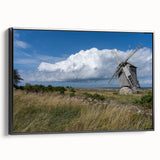 Black and white landscape art painting of a European scenery on framed canvas, ideal for bedroom wall decor.
