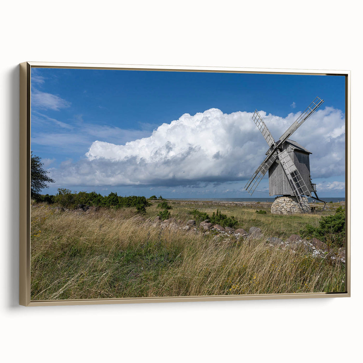 Framed canvas of a vintage landscape painting depicting a serene Estonian scenery, ideal for bedroom wall art.