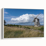 Vintage poster art of a scenic Estonian landscape on extra large framed canvas, with vibrant colors.
