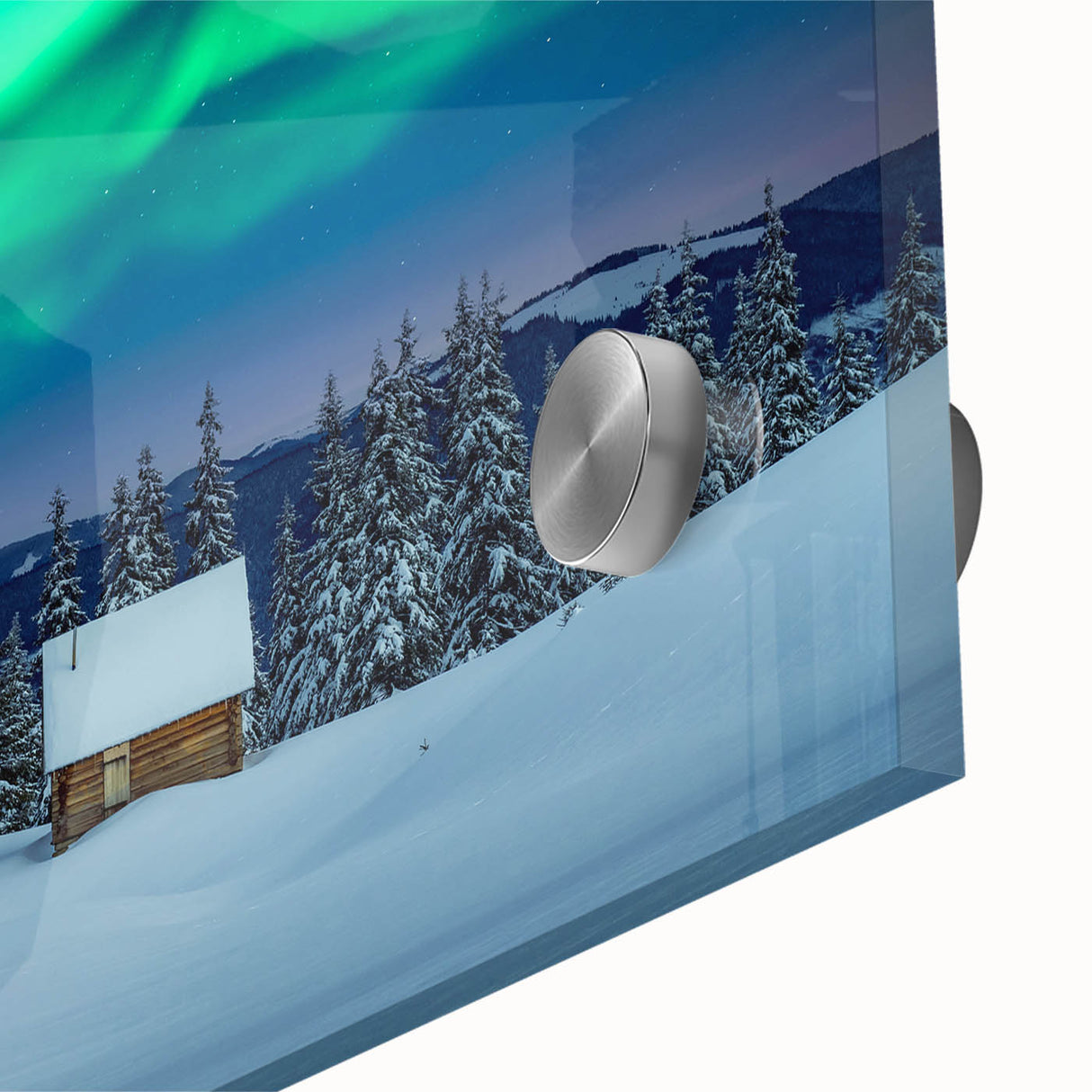 Large abstract wall art of a Finnish landscape in muted earth tones on acrylic glass, suited for dining room ambiance.