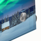 Large abstract wall art of a Finnish landscape in muted earth tones on acrylic glass, suited for dining room ambiance.