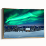 Framed canvas wall art featuring a vintage-style landscape of a Finnish scenery in muted gold and black tones.