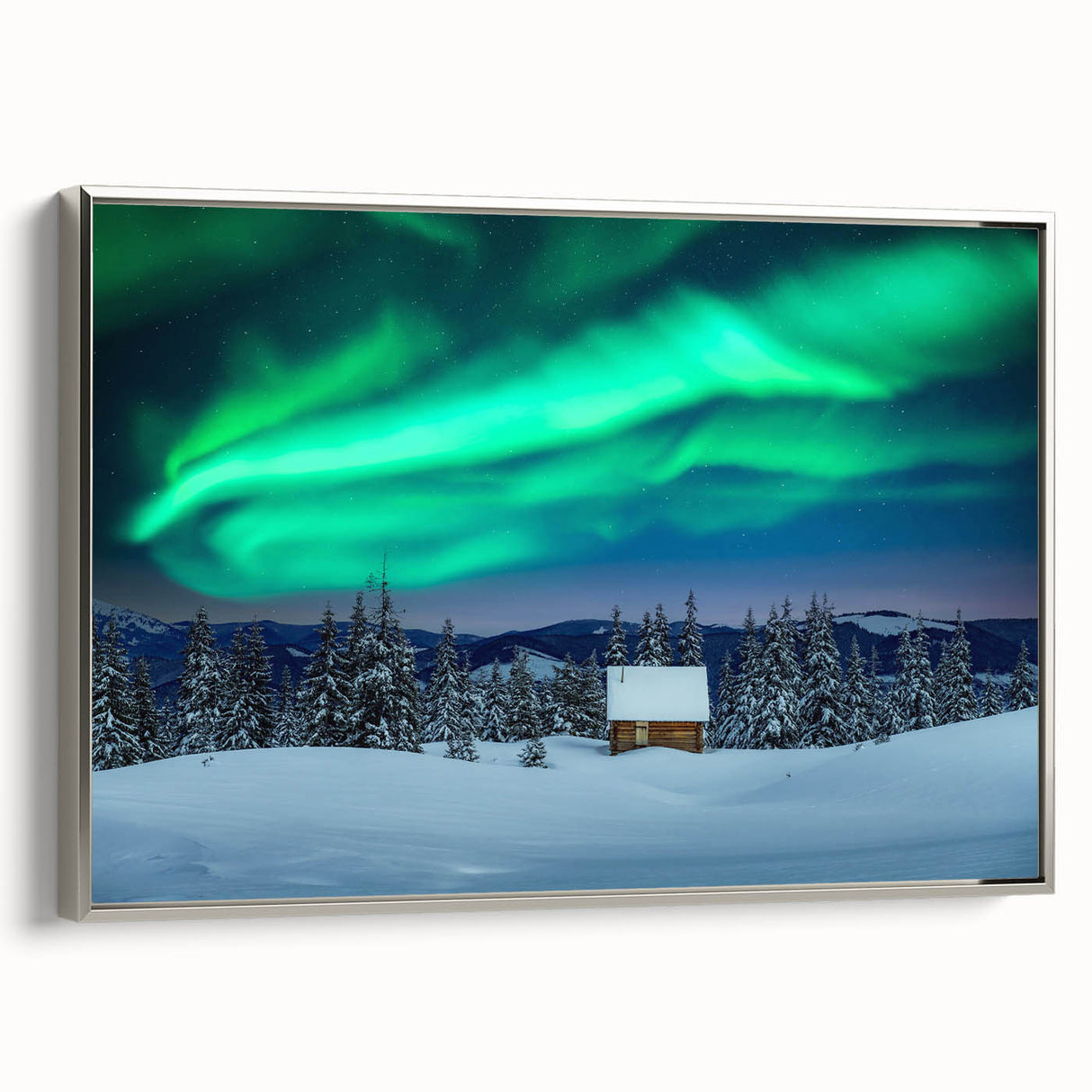 Framed canvas landscape art painting depicting a serene Finnish scenery in muted earth tones, ideal for living room decor.