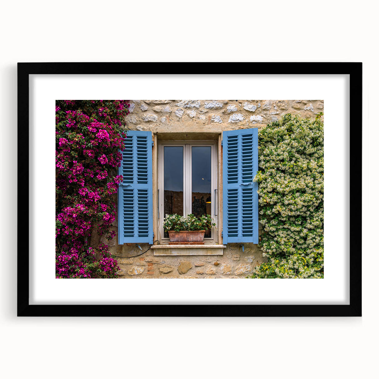 Colorful abstract art print of a Southern France scenery in vibrant hues on a textured, extra large canvas.
