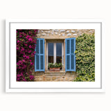 Textured art depicting an abstract scene of southern France in muted earth tones, framed with a white mat.