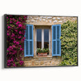Black and white landscape art painting of southern France on framed canvas, ideal for bedroom wall decor.
