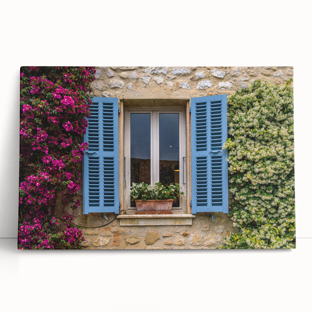 Black and white photograph of a scenic European village on large stretched canvas, ideal for kitchen wall art.