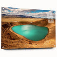 Acrylic print of a serene Icelandic landscape in muted blue and gray tones, ideal for dining room decor.
