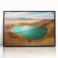 Large abstract wall art of a European Iceland landscape in muted gray tones, framed in black acrylic.