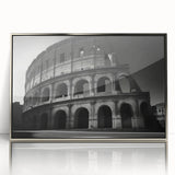 Large acrylic print of a mid-century modernist Rome scenery in muted earth tones, ideal for modern art wall decor.