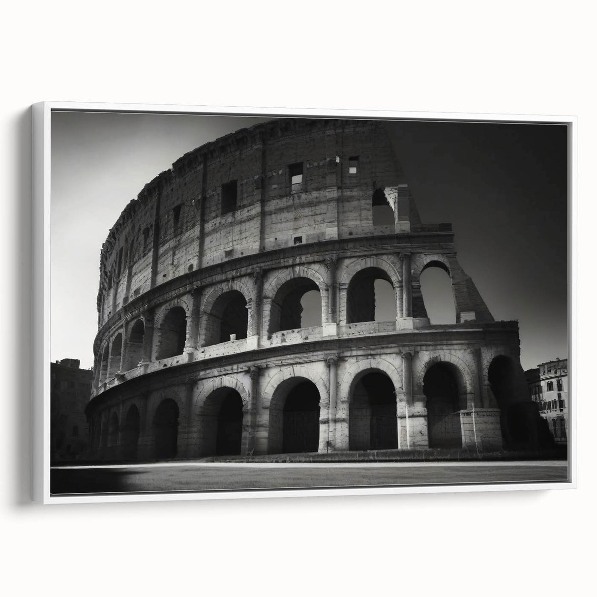 Vintage poster art of Rome with colorful imagery on extra large framed canvas, ideal for living room decor.