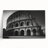 Black and white stretched canvas of Rome's architecture, ideal for kitchen wall art.