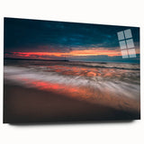 Large abstract wall art depicting a European Lithuanian landscape in muted earth tones on acrylic glass.