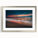 Extra large abstract art print of European scenery in textured style with muted earth tones, framed in silver.