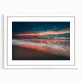 Textured abstract art print depicting a European landscape in muted earth tones, framed with a white mat.