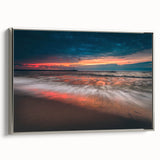 Lithuanian landscape art painting on framed canvas featuring vibrant colors and vintage poster style.