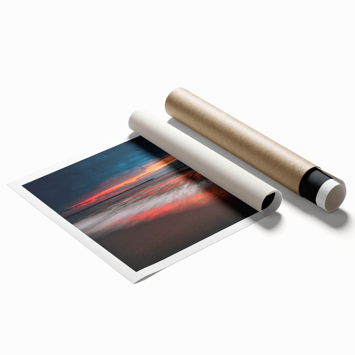Extra large rolled print of a Lithuanian landscape with vibrant floral elements, ideal for classy bathroom wall art.