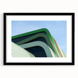 Abstract art print of a vibrant, colorful European scenery on a textured, extra large canvas, ideal for living room decor.