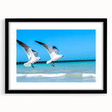 Extra large abstract art print depicting vibrant, colorful Yucatan scenery on a textured canvas, framed in black.