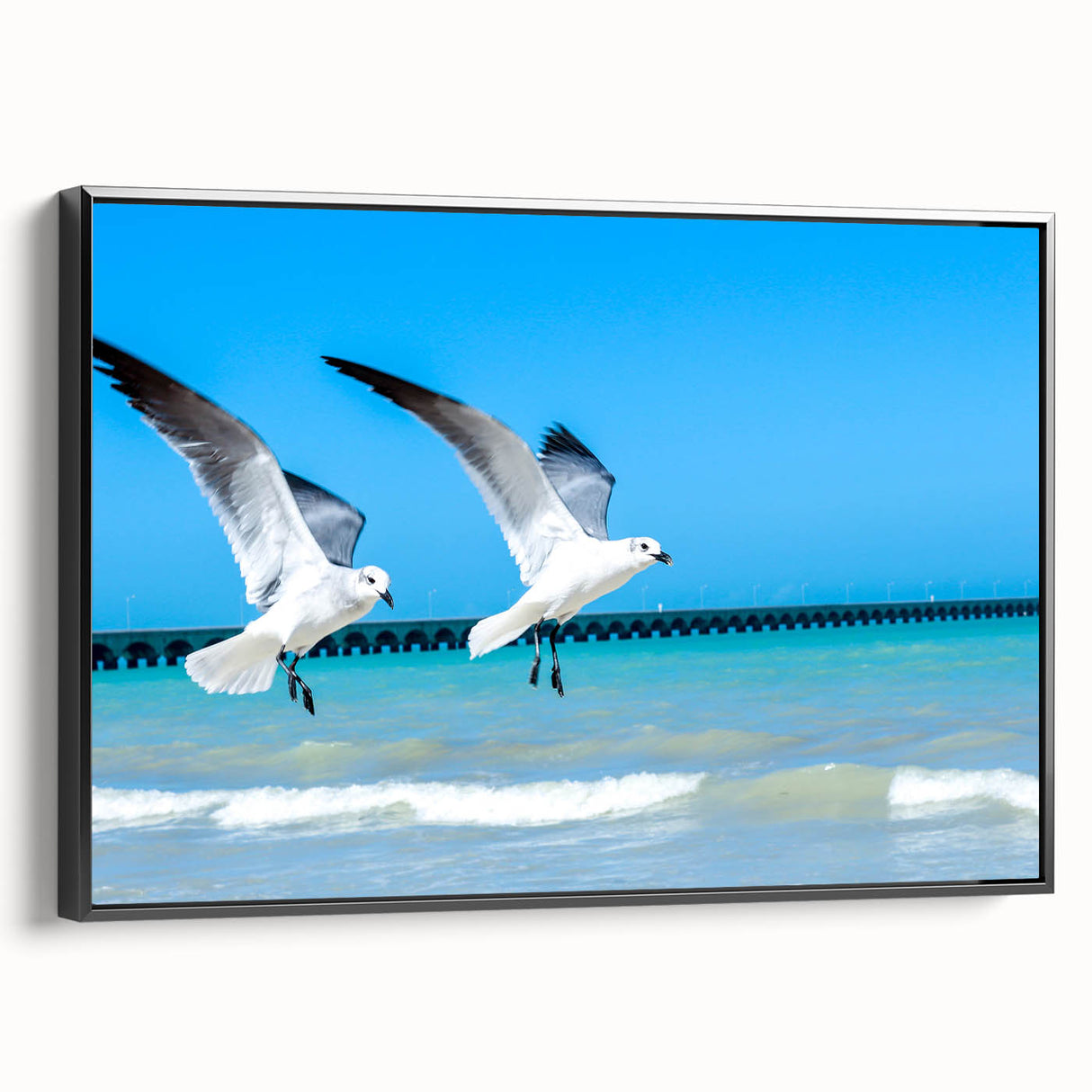 Black and white landscape art painting of Yucatan on a framed canvas, ideal for bedroom wall art.