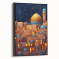 Black and white landscape art painting of a Middle Eastern scenery on framed canvas, ideal for bedroom wall decor.