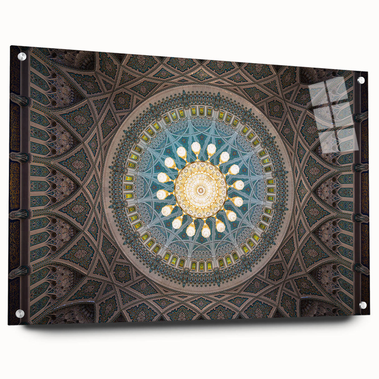 Acrylic print of a Middle Eastern landscape in muted earth tones, ideal for dining room decor.