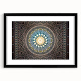 Abstract art print depicting colorful, textured scenery of Middle East Oman on a large framed canvas.