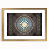 Extra large abstract art print depicting a textured Middle Eastern landscape in gold and earth tones on a framed canvas.