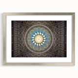 Textured art of abstract Middle Eastern scenery in silver frame, suited for bedroom decor.