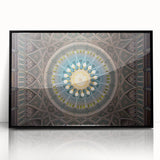 Large abstract wall art of a Middle Eastern Oman scenery in muted earth tones on a framed acrylic.
