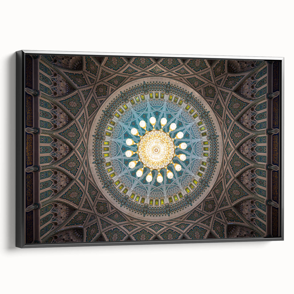 Black and white framed canvas of a vintage-style Omani landscape, ideal for bedroom wall art.