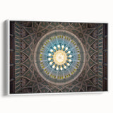 Vintage poster art of an Omani landscape in vibrant colors on a large framed canvas, ideal for living room decor.