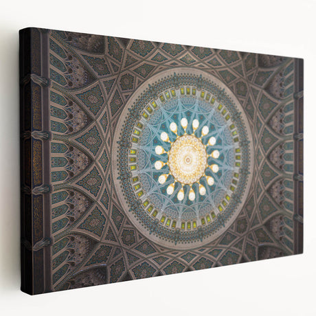Panoramic desert landscape in Oman on large stretched canvas, featuring earthy tones, ideal for kitchen wall art.