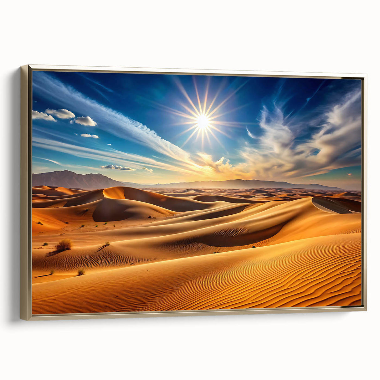 Framed canvas depicting a vintage-style landscape of Abu Dhabi, featuring a black and gold color scheme.