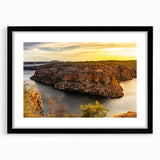 Extra large abstract art print of a colorful, textured Brazilian landscape on a framed canvas, ideal for living room decor.