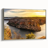 Landscape art painting of a Brazilian scene, colorful with vintage poster style, framed in silver on canvas.