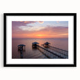 Extra large abstract art print of colorful, textured scenery, in a black frame with mat, ideal for living room decor.