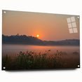 Acrylic glass print of a large abstract depiction of Connecticut scenery in muted earth tones.