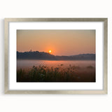 Textured abstract art print of Connecticut scenery in silver frame, ideal for bedroom art.