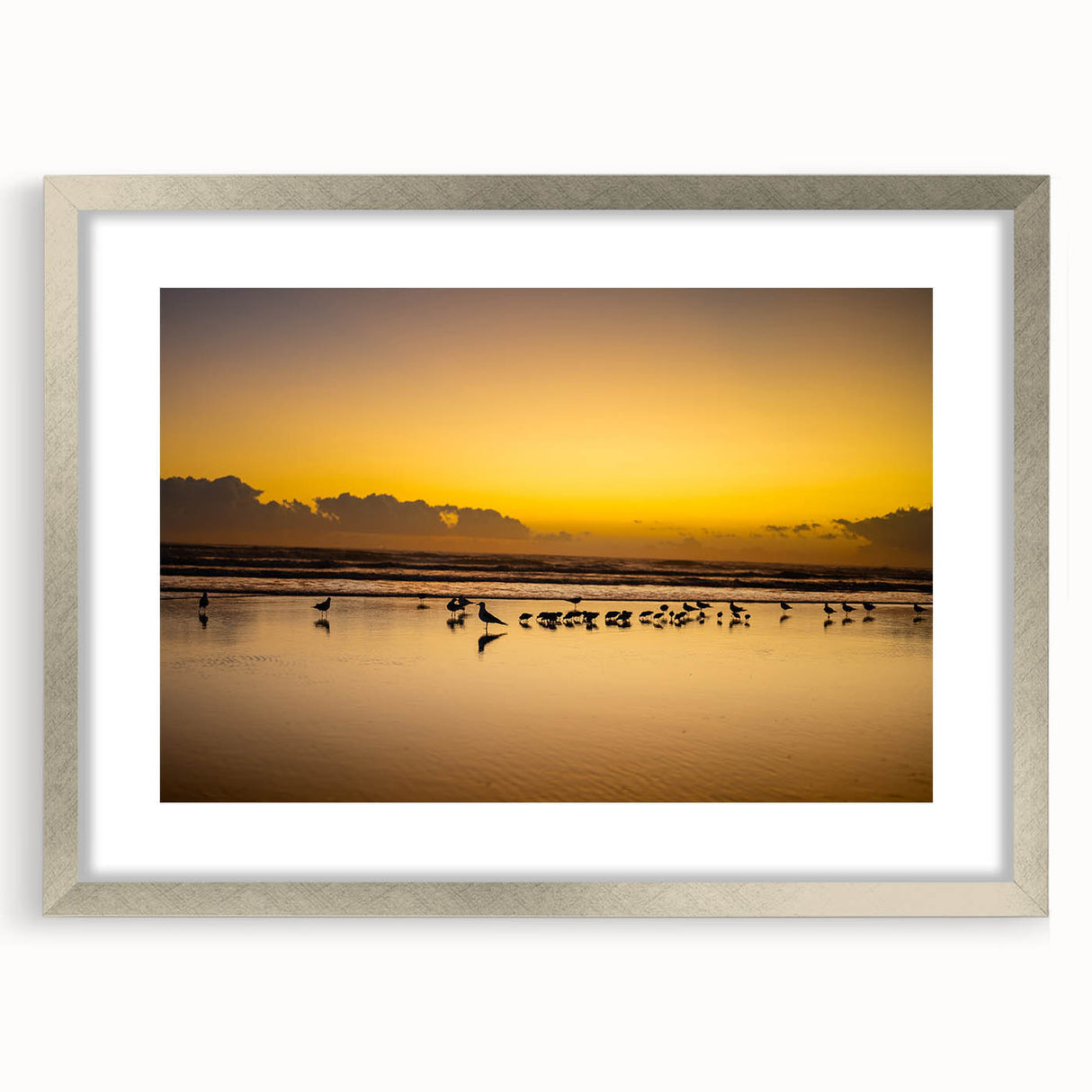 Textured abstract art print of Daytona scenery in muted blue and gray tones on a framed canvas, suitable for bedroom decor.