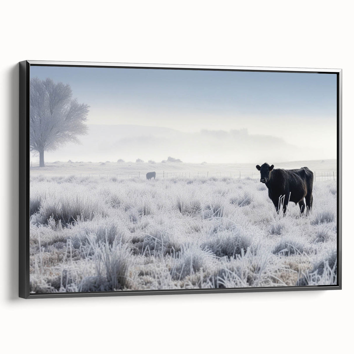 Black and white framed canvas featuring a vintage Idaho landscape, ideal for bedroom wall decor.
